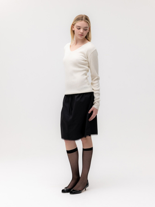 G CLASSIC LACE-UP MIDI SKIRT (BLACK)