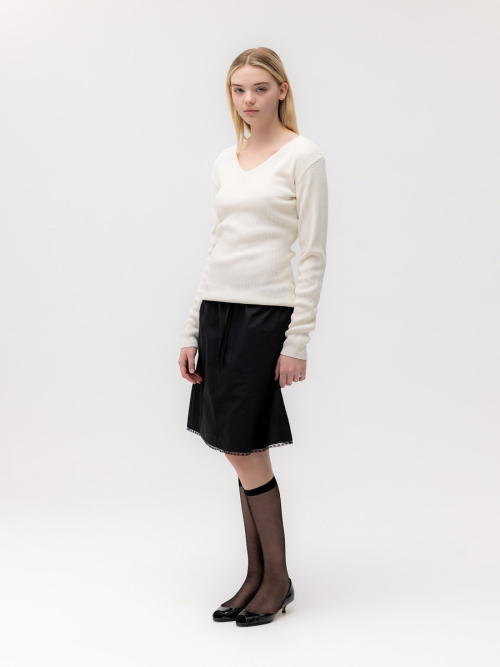 G CLASSIC LACE-UP MIDI SKIRT (BLACK)