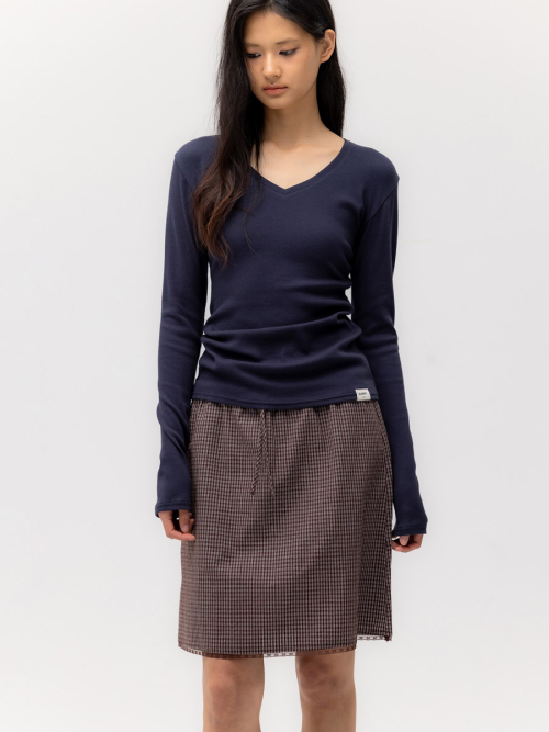 G CLASSIC LACE-UP MIDI SKIRT (BROWN)