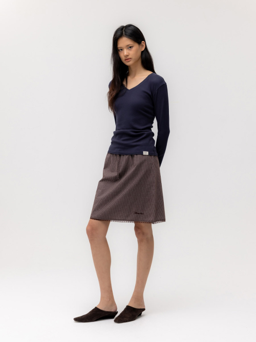 G CLASSIC LACE-UP MIDI SKIRT (BROWN)