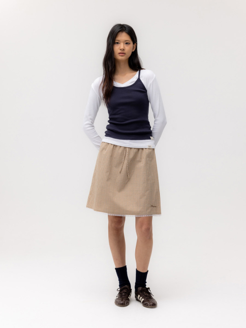 G CLASSIC LACE-UP MIDI SKIRT (BEIGE)