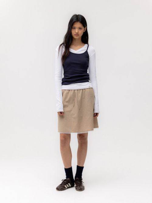 G CLASSIC LACE-UP MIDI SKIRT (BEIGE)
