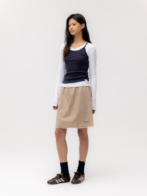 G CLASSIC LACE-UP MIDI SKIRT (BEIGE)