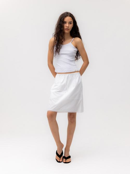 G CLASSIC LACE-UP MIDI SKIRT (WHITE)