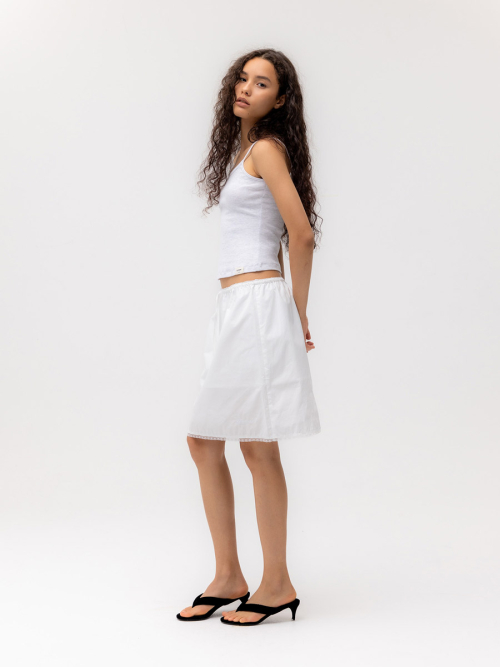 G CLASSIC LACE-UP MIDI SKIRT (WHITE)