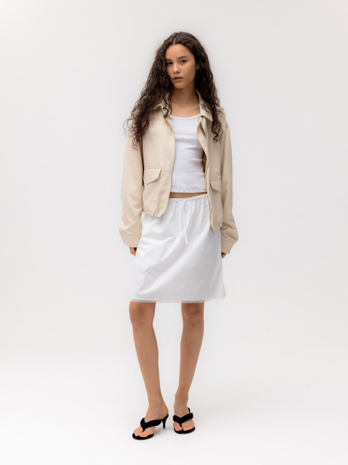 G CLASSIC LACE-UP MIDI SKIRT (WHITE)