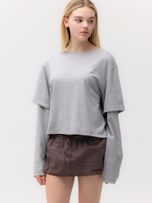 G CLASSIC LACE-UP MINI SKIRT (BROWN)