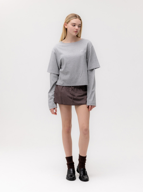 G CLASSIC LACE-UP MINI SKIRT (BROWN)