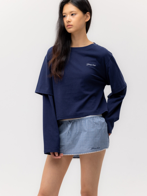 G CLASSIC LACE-UP MINI SKIRT (BLUE)