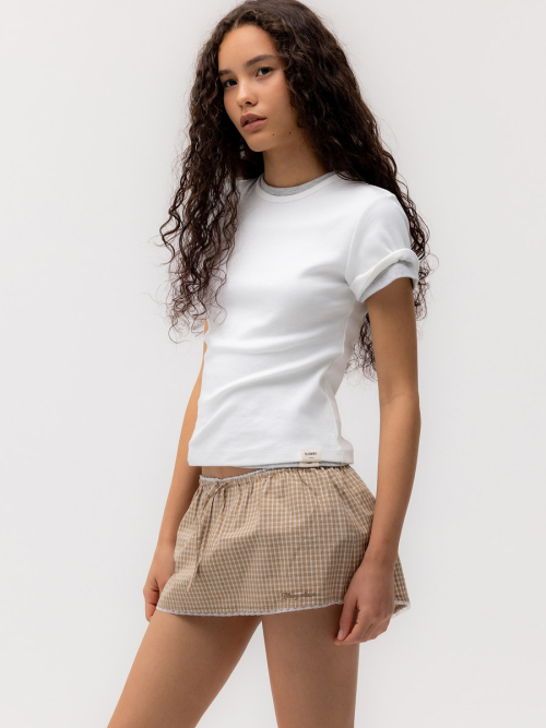 G CLASSIC LACE-UP MINI SKIRT (BEIGE)