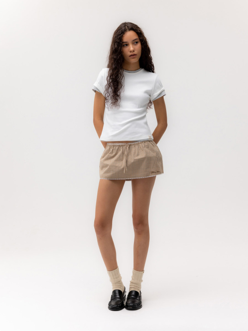 G CLASSIC LACE-UP MINI SKIRT (BEIGE)