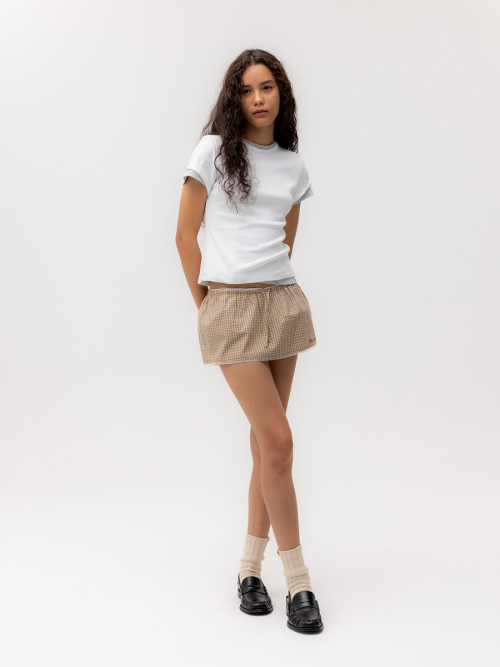 G CLASSIC LACE-UP MINI SKIRT (BEIGE)