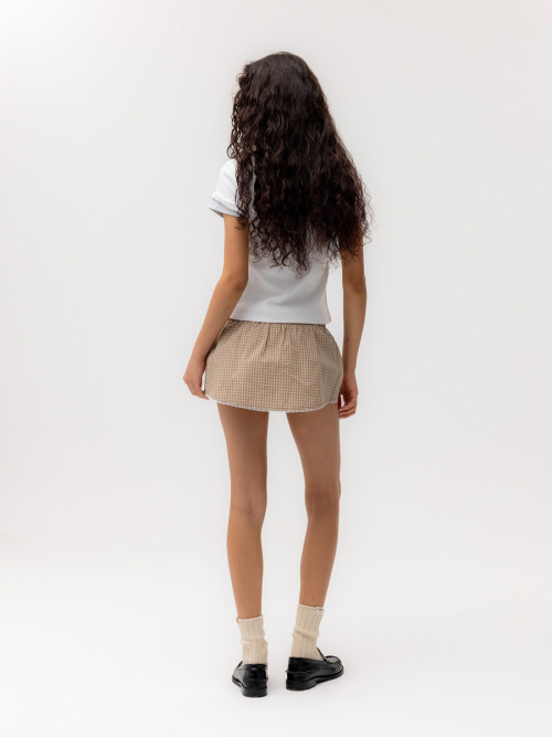 G CLASSIC LACE-UP MINI SKIRT (BEIGE)