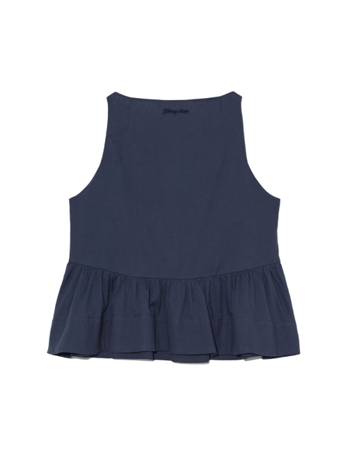 G RUFFLED BUTTON BLOUSE (DEEP NAVY)