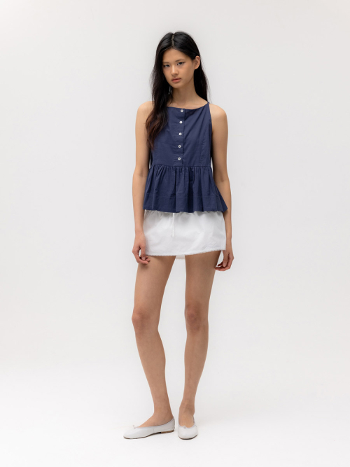 G RUFFLED BUTTON BLOUSE (DEEP NAVY)
