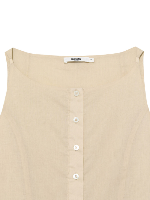 G RUFFLED BUTTON BLOUSE (BEIGE)