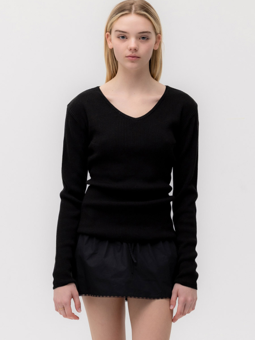 G CLASSIC RIB V-NECK KNIT (BLACK)