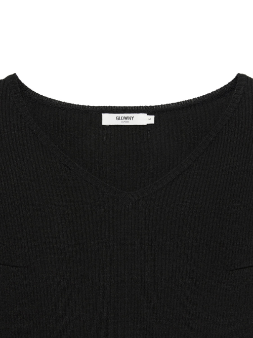 G CLASSIC RIB V-NECK KNIT (BLACK)