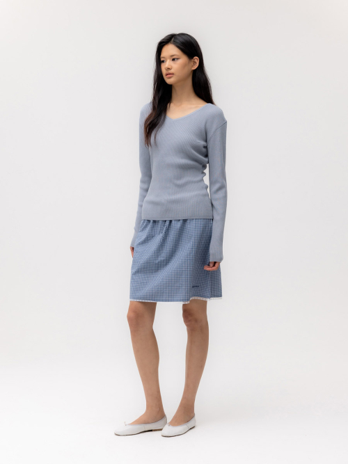 G CLASSIC RIB V-NECK KNIT (BLUE)