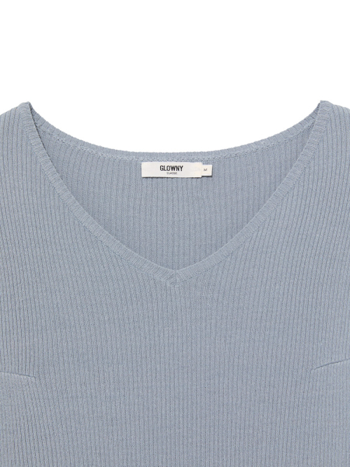G CLASSIC RIB V-NECK KNIT (BLUE)