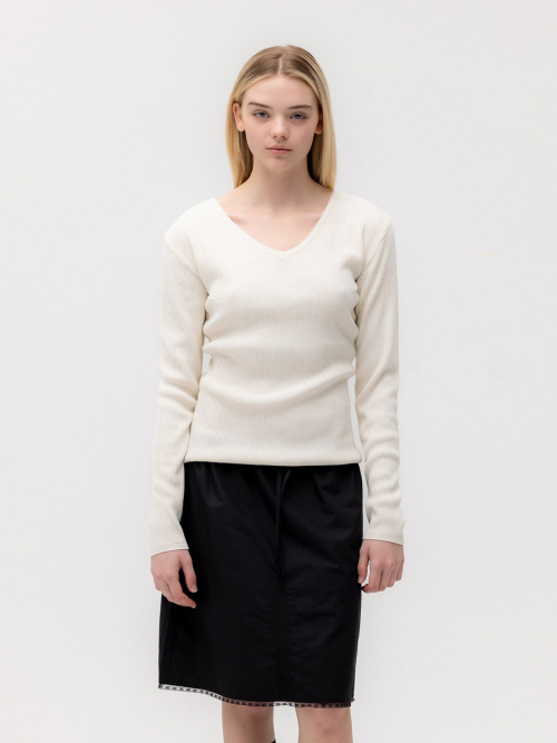 G CLASSIC RIB V-NECK KNIT (OATMEAL)