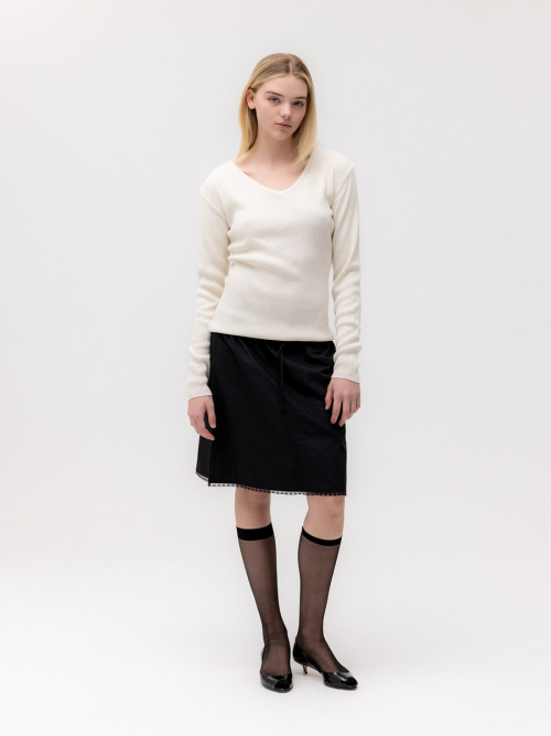 G CLASSIC RIB V-NECK KNIT (OATMEAL)