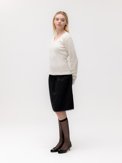 G CLASSIC RIB V-NECK KNIT (OATMEAL)