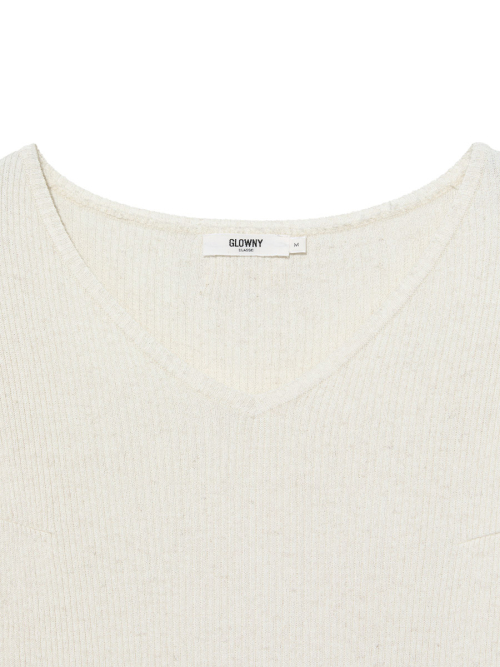 G CLASSIC RIB V-NECK KNIT (OATMEAL)