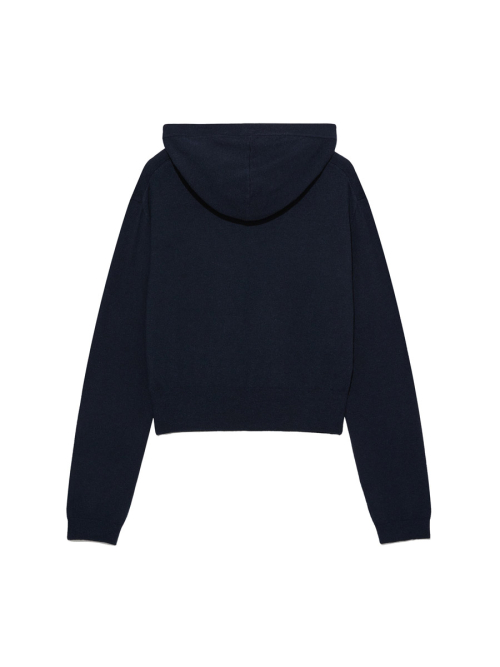 G HUG V-NECK KNIT HOODIE (NAVY)