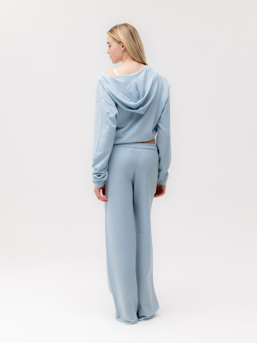 G HUG V-NECK KNIT HOODIE (BABY BLUE)