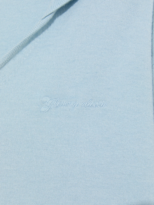 G HUG V-NECK KNIT HOODIE (BABY BLUE)