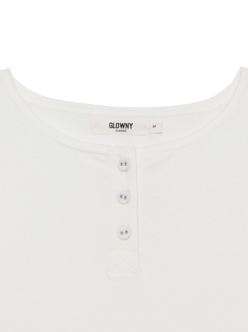 3/4 BUTTON FLY KNIT TEE (WHITE)