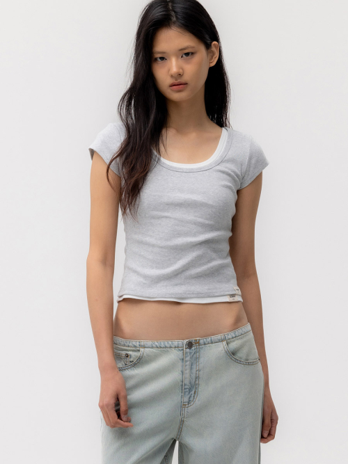 G DEEP SCOOP TEE (MELANGE GRAY)