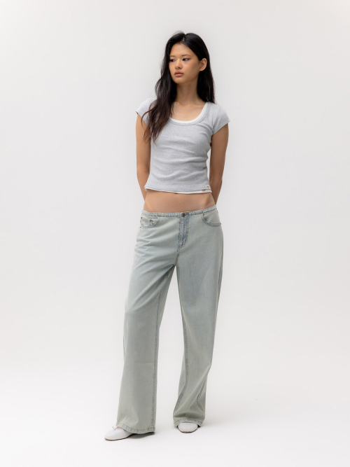 G DEEP SCOOP TEE (MELANGE GRAY)