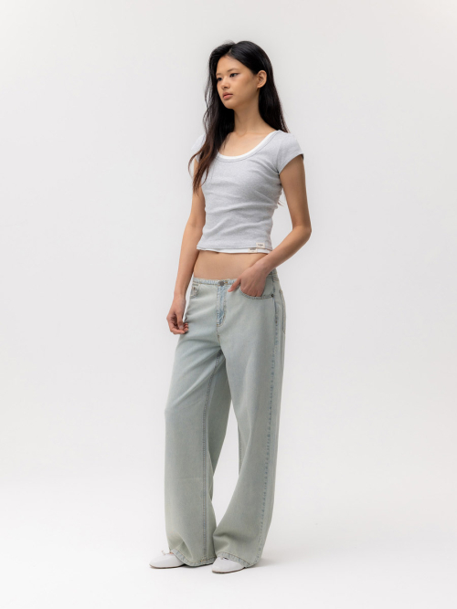 G DEEP SCOOP TEE (MELANGE GRAY)
