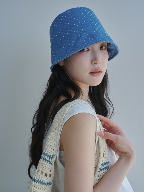 Dot Denim Moon Bucket Hat