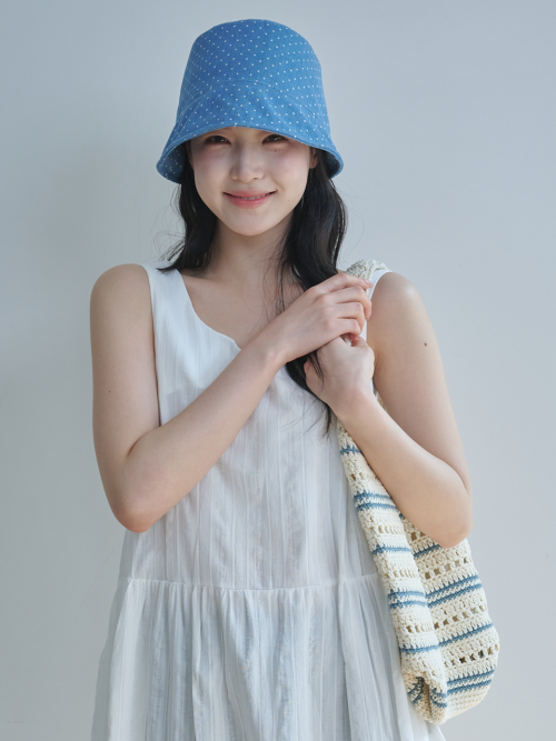Dot Denim Moon Bucket Hat