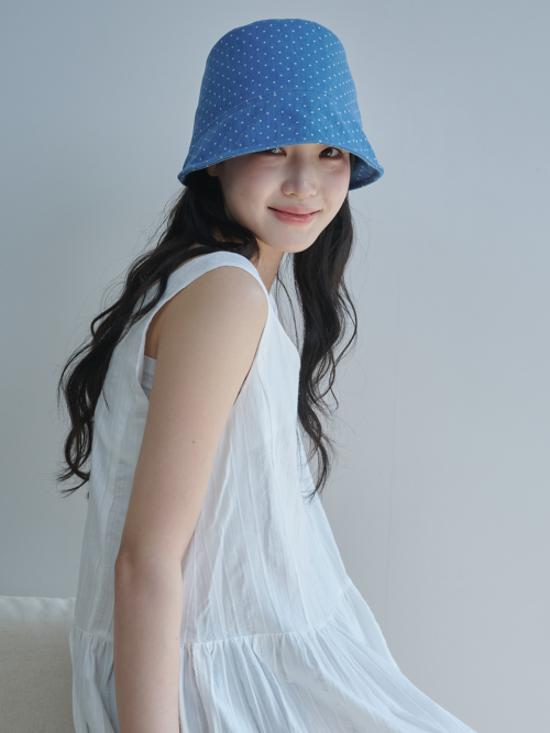 Dot Denim Moon Bucket Hat