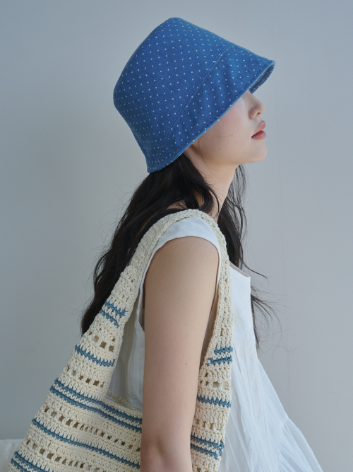 Dot Denim Moon Bucket Hat