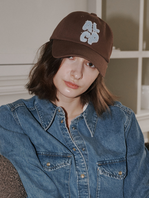 [Unisex] ALCP Applique Washed Ball Cap (Brown)
