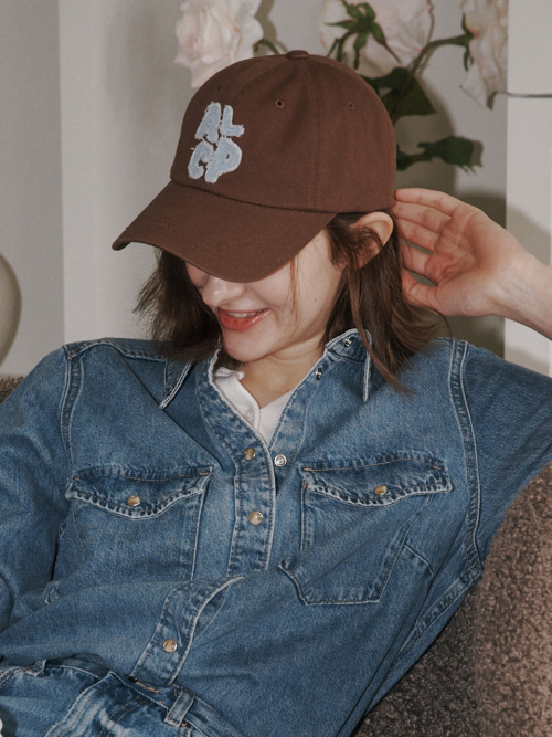 [Unisex] ALCP Applique Washed Ball Cap (Brown)