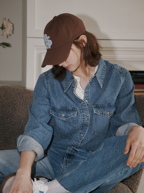 [Unisex] ALCP Applique Washed Ball Cap (Brown)