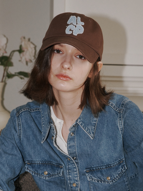 [Unisex] ALCP Applique Washed Ball Cap (Brown)