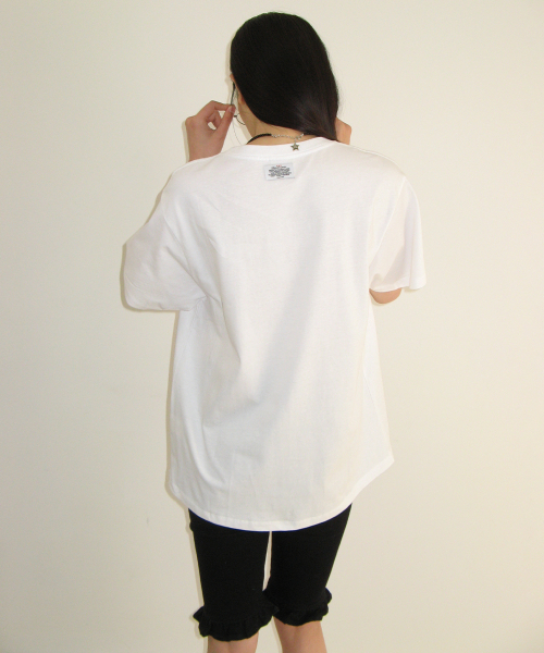 BIG RIBBON CAT BASIC FIT T SHIRT WHITE