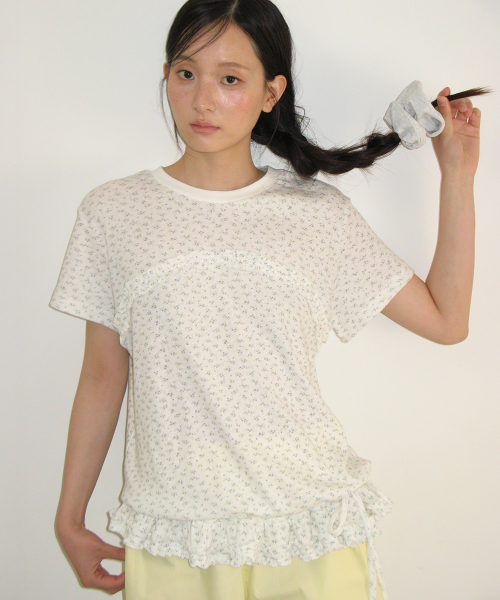 EYELET FLORAL FRILL SHORT SLEEVE WHITE