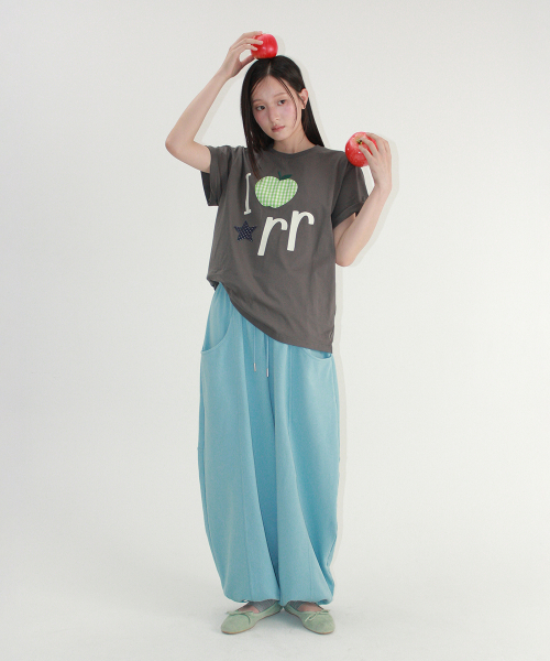 I RR APPLIQUE BASIC FIT T SHIRT CHARCOAL