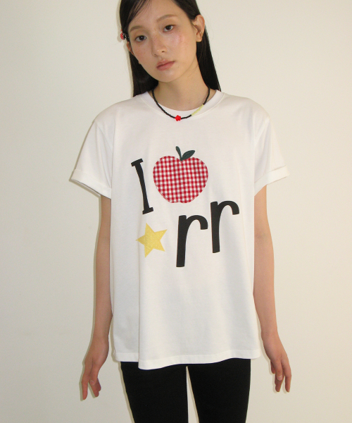 I RR APPLIQUE BASIC FIT T SHIRT WHITE