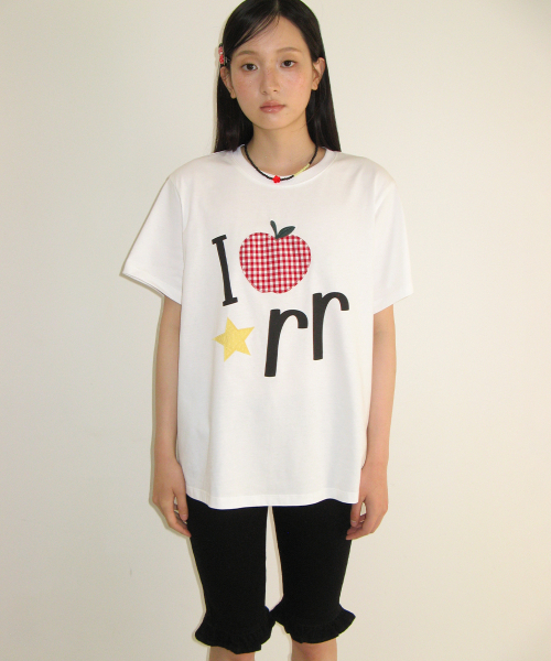 I RR APPLIQUE BASIC FIT T SHIRT WHITE