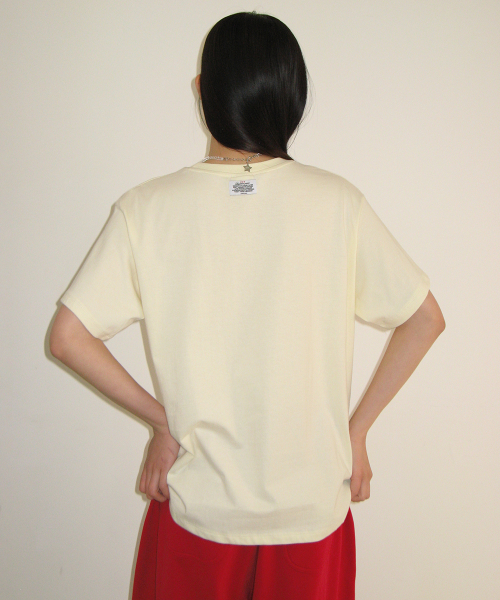 RIBBON MATCHA BASIC FIT T SHIRT SOFT YELLOW