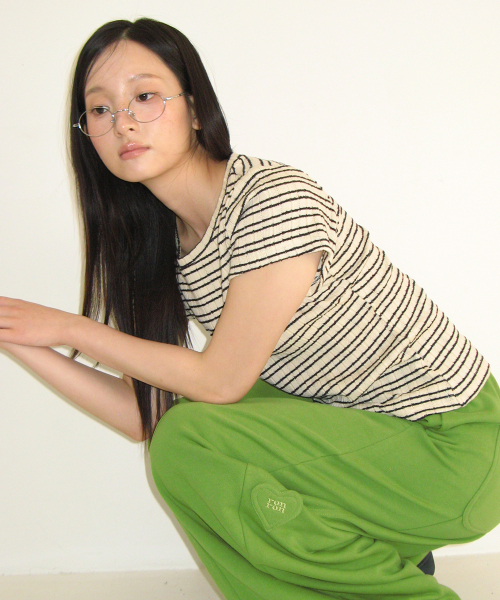 STRIPE SLIM FIT SHORT SLEEVE IVORY